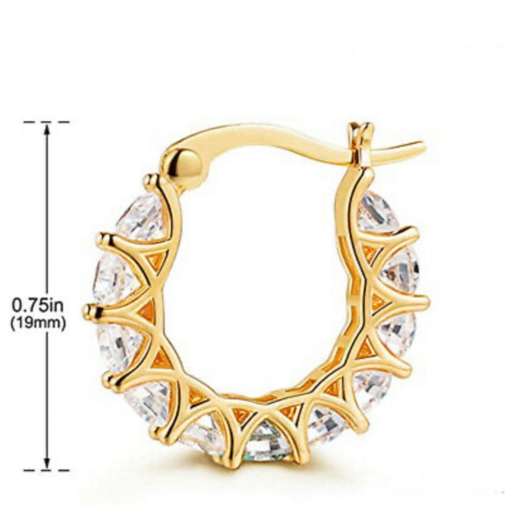 New 18k gold plated hoop diamond earrings - Picture 4 of 5